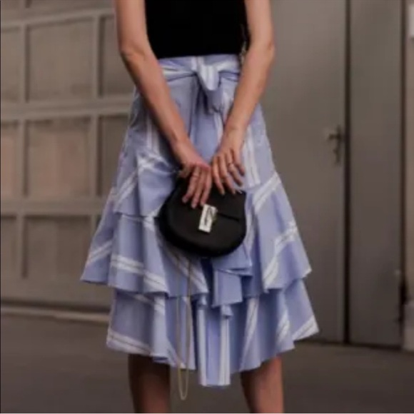 Zara Asymmetrical Blue and White Skirt NWOT - Picture 4 of 11